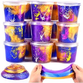 65 Pack Galaxy Slime Kits, Party Favors Slime Kit for Girls and Boys, Soft and Non-Sticky, Colourful Galaxy Slime Kids Stress Relief Toys, DIY Slime Making Kit
