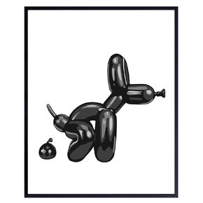 Funny Bathroom Signs 11x14 - Adult Humor Modern Bathroom Decor -Bathroom Pictures Wall Decor - Toilet Wall Art - Balloon Dog Wall Art, Half Bathroom Decor - Black Bathroom Decor, Restroom Wall Decor