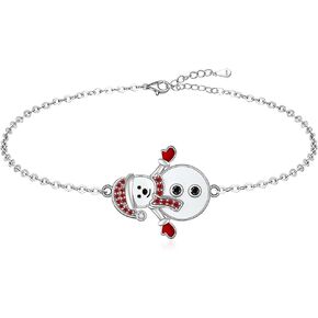 Christmas Bracelet Snowman Bracelet for Women Sterling Silver Cute Christmas Snowman Winter Holiday Xmas Jewelry Birthday Gifts