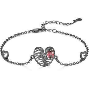 Skull Rib Bracelet for Women 925 Sterling Silver Skull Bracelet Gothic Bracelet Jewelry Gifts for Women Men Friends Birthday Holiday Graduation Anniversary Christmas