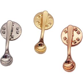 Coffee Spoon Pins Set Fashion Cartoon Enamel Brooch Pins Set for Unisex Women's Clothing Decorate(3pc Spoon)