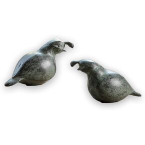 SPI Home 64056 Weathered Greywash Quail 2.5 x 4 Cast Iron Decorative Table Top Décor Figurine Set of 2