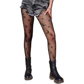 Mrotrida Women's Fire Patterned Fishnet Tights Sexy Elastic Fire Blaze Pantyhose Leggings Fire Mesh Stockings