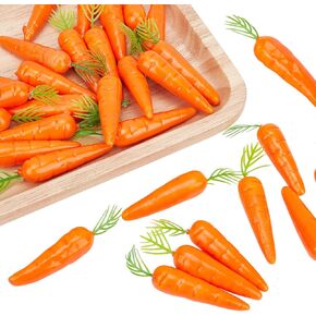 CHGCRAFT 30Pcs Mini Easter Decor Carrots Realistic Fake Fruit Lifelike Carrots Simulation for Floral Arrangements Easter Home Kitchen Display Decor, 0.55 Inch