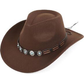 Western Cowboy Hat for Men and Women – Classic Western Style with Adjustable Fit, Vintage Leather Trim