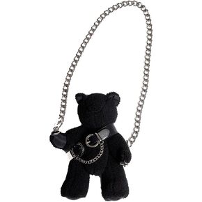KESYOO Plush Bear Crossbody Bag with Chain for Women Stuffed Animal Purse Teddy Bear Shoulder Bag Tote Bag Gothic Purse
