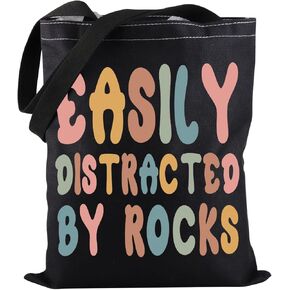 PWHAOO Geology Professor Tote Bag Easily Distracted By Rocks Tote Bag Geology Student Gift Rock Collector Gift