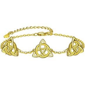 Palpitate Celtic Knot Bracelet Irish Bracelet Trinity 925 Sterling Silver Golden Celtic Bracelets Irish jewelry Gifts for Women