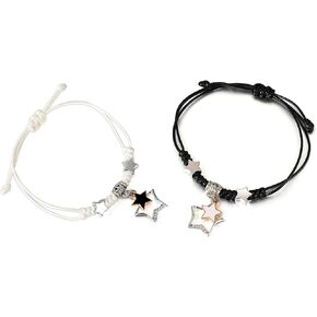 GIGB PBDK Couple Matching Star Bracelet, Adjustable Drawstring Friendship Bestie Woven Rope Bracelet, Handmade Anniversary Valentine's Day Jewelry Gift