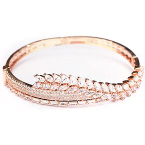 Priyaasi Women's American Diamond Plated Bracelet | Birthday Gifts | Leaf Shaped Bracelet, Best Gifts Adjustable Rose Gold