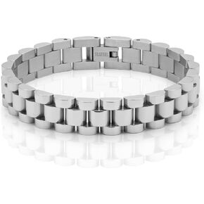 New York SILVER Stainless Steel Bracelet by Endlessly | Water-resistant Thick Link Chain Bracelet for Women and Men | Fashion Wristband Bracelet