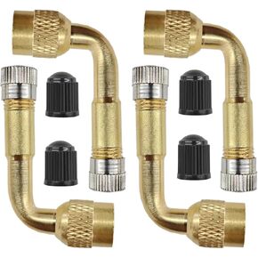 Car Tire Valve Stem Extenders, 90 Degree Tire Inflator Nozzle Extender, Brass Valve Extension Adaptor for Car, Dually Wheels Passenger Car, Motorcycle, Bike (4PCS)