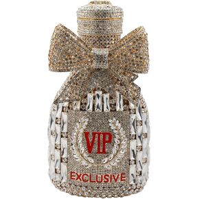 UMREN Women Champagne Bottle Rhinestone Evening Bag Sweet Bow Crystal Purse Clutch Unique Handbag Cocktail Party Shoulder Bag