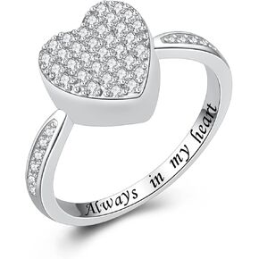 925 Sterling Silver Heart Urn Rings Hold Loved Ones Ashes Cremation Memorial Ring Keepsake Jewelry for Women for Human Ashes