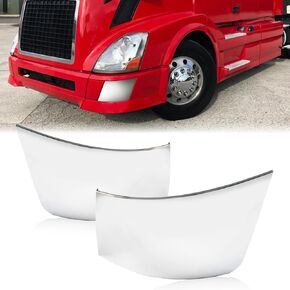 PIT66 Chrome Side Bumper End Trim Cap Cover Compatible with Volvo VNL Series 300 430 630 670 730 780 2004-2015, Passenger & Driver Side, Bumper Extension Corners Chrome Trim, 1 Pair