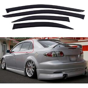 Window Visors for 2003-2008 Mazda 6 Sedan，Rain Guards Sun Shields Window Deflector，Tape-On Style，4PCS