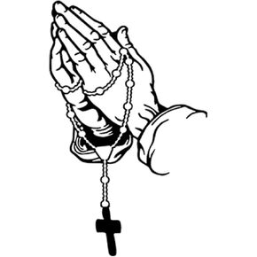 Praying Hand Decal Sticker Religious Bumper Window Window Laptop Rosary Vinyls Sticker Car Styling Decal Praying Hand with Rosary Sticker Decal White, Small