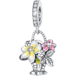 925 Sterling Silver Charms for Bracelets and Necklaces Flower Beads Dangle Pendants Jewelry Birthday Charms for Women