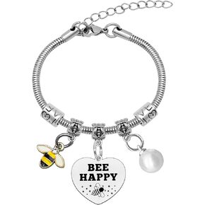 Mwphuy Honey Bee Bracelet for Women Bee Charm Bracelet Bee Themed Gifts for Best Friends Sister Her Beekeeper Bee Lover Gifts Inspirational Christmas Graduation Gift for Teacher
