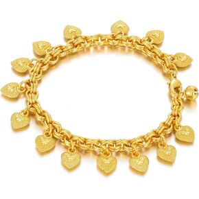 Ethlyn Christmas Gifts for her 18K Gold Plated Heart Charm Dangle Bracelet Birthday Gift for her Women Daily Use Jewelry