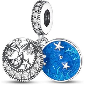 Silver Charms Bead for Bracelets and Necklaces, Ocean Starfish Shells Turtle Crab Bracelet Beads,Starry Sea Style Jewelry for Women Family Friends