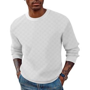 Men's Crewneck Sweatshirts Geometric Texture Long Sleeve Casual Relaxed-Fit Pullover Shirt