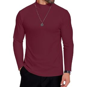 COOFANDY Mens Mock Neck Shirts Fleece Long Sleeve Tops Basic Pullover T-Shirts