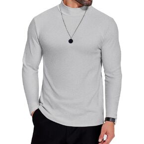 COOFANDY Mens Mock Neck Shirts Fleece Long Sleeve Tops Basic Pullover T-Shirts in Kuwait