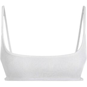 Verdusa Women's Cut Out Backless Square Neck Spaghetti Strap Ribbed Mini Bra Cropped Cami Top