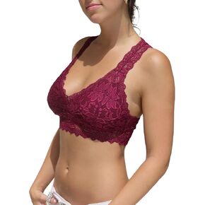 Blue 55 Women's Sexy Racerback Lace Plunge Bralette Padded Bra Top in Kuwait