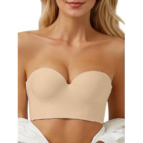 Strapless Bra Push Up Bandeau Convertible Bra Smoothing Underwire Multiway Padded Bralette Add 1 Cup