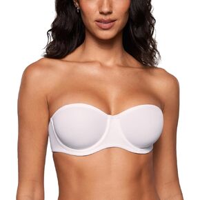 INLYRIC Women's Inbarely Plus Unlined Strapless Bra - Non-Slip Underwire Non Padded Bandeau Plus Size Bras