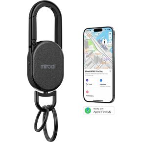 Miroddi Keychain with Key Tracker, Men's Key Chain Works with Find My App (iOS Only), Key Carabiner with GPS Key Finder, Car Keychain Tracking Device, Keychain Locator Tracker, GPS for Keys, Black