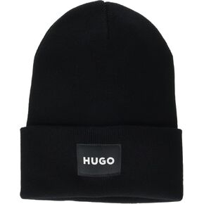 HUGO Men's Patch Logo Ribbed Beanie