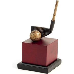 Bey-Berk B169L 9" Golf Club Head Sculpture on Burl Wood Base, Brown