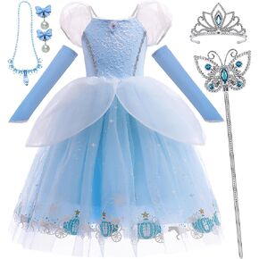 BanKids Princess Dresses for Girls Costume Kids Cosplay Halloween Party Dress with Accessories 3-10Y