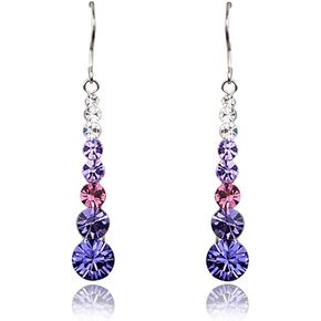 Crystal Earrings for Women - Chandelier Earrings - Black Pearl Earrings - Purple Crystal Earrings