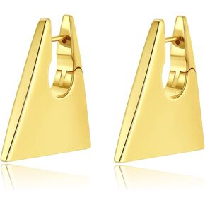 18K Gold Plated Chunky Triangle Hoop Earrings for Women, Geometric Drop Dangle Earrings, Statement Gold Women's Jewelry