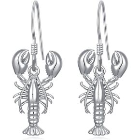 Crab/Mushroom/Lobster/Bat/Angler Fish/Tiger Earrings Dangling Sterling Silver Created Blue Opal Earrings Jewelry Gifts for Women Girls…