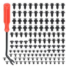 130Pcs Fender Liner Clips and Rivets with 1Pcs Fastener Remover for Honda Acura Accord Civic CR-V Crosstour, Front Bumper Fastener Push-Type Plastic Rivet
