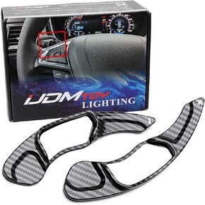 iJDMTOY Twill-Weave Carbon Fiber Pattern Style Large Paddle Extensions Compatible with 2013-2020 2nd Gen Ford Fusion, 2013-2016 Ford Edge, 2016-2018 Lincoln MKX, etc