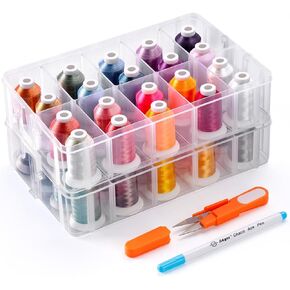 60 Spools Embroidery Machine Thread 500M (550Y), Sewing Thread Assortment with Clear Plastic Storage Box, Thread for Embroidery Sewing Machine