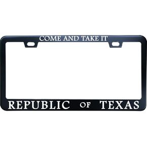 Funny License Plate Frame for Women/Men - Come and Take It Republic of Texas Black