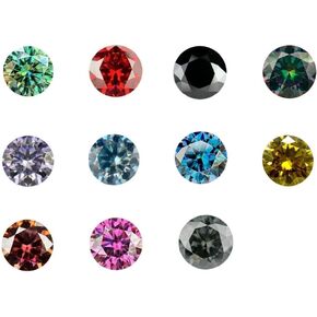 11 Colors Loose Moissanite Stones 5-10mm 1ct 2ct Round Brilliant VVS1 Moissanite Gemstones With GRA Certificate For Jewelry Making
