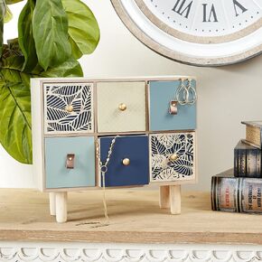 Deco 79 Jewelry Box, 14" L x 6" W x 12" H, Blue