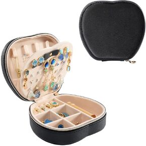 Lolalet Small Jewelry Box, Apple-Shaped Travel Jewelry Organizer for Earrings, Bracelets, Necklaces and Rings, Compact Jewelry Storage Case for Women Girls - Champagne