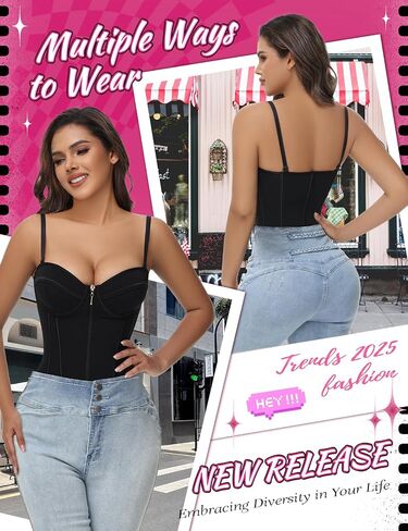 SHAPSHE Corset Tops for Women Waist Trainer Going Out Black Corset Shapewear for Party Club Underbust Body Shaper with Straps in Saudi Arabia