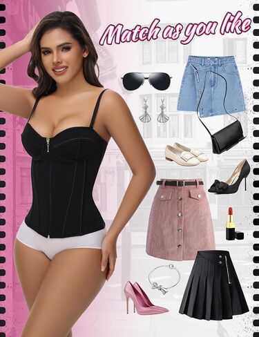 SHAPSHE Corset Tops for Women Waist Trainer Going Out Black Corset Shapewear for Party Club Underbust Body Shaper with Straps in Saudi Arabia