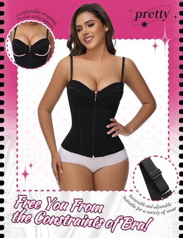 SHAPSHE Corset Tops for Women Waist Trainer Going Out Black Corset Shapewear for Party Club Underbust Body Shaper with Straps in Saudi Arabia