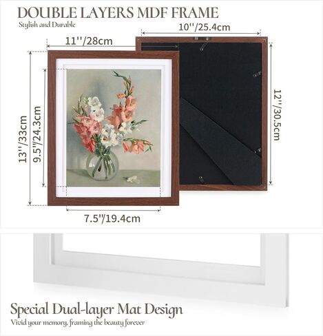 8x10 Picture Frame for Wall: Double Floating Mat - Gold Picture Frames for Tabletop, 8 x 10 Photo Frames Horizontal or Vertical, Pack of 2 in Saudi Arabia
